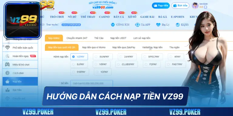 TRANG CHỦ 18 Hướng dẫn cách nạp tiền vz99